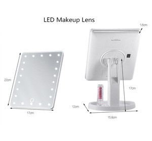 With many LED lights useful makeup mirror with 3 colors