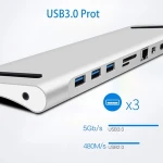 WIWU 11 in 1 USB C Docking Station Type C Dock Multiple Port 4K 1080P VGA Mini DP LAN RJ45 Ethernet USB 3.0 Type C Hub