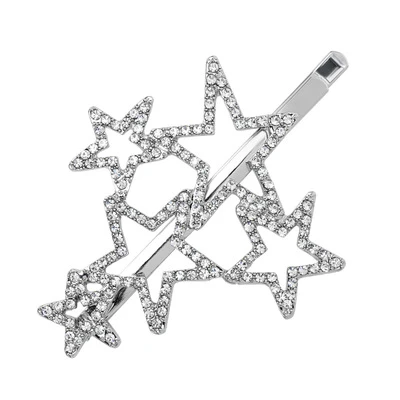 Women  Alloy Plated Silver  Star hair clip accessory