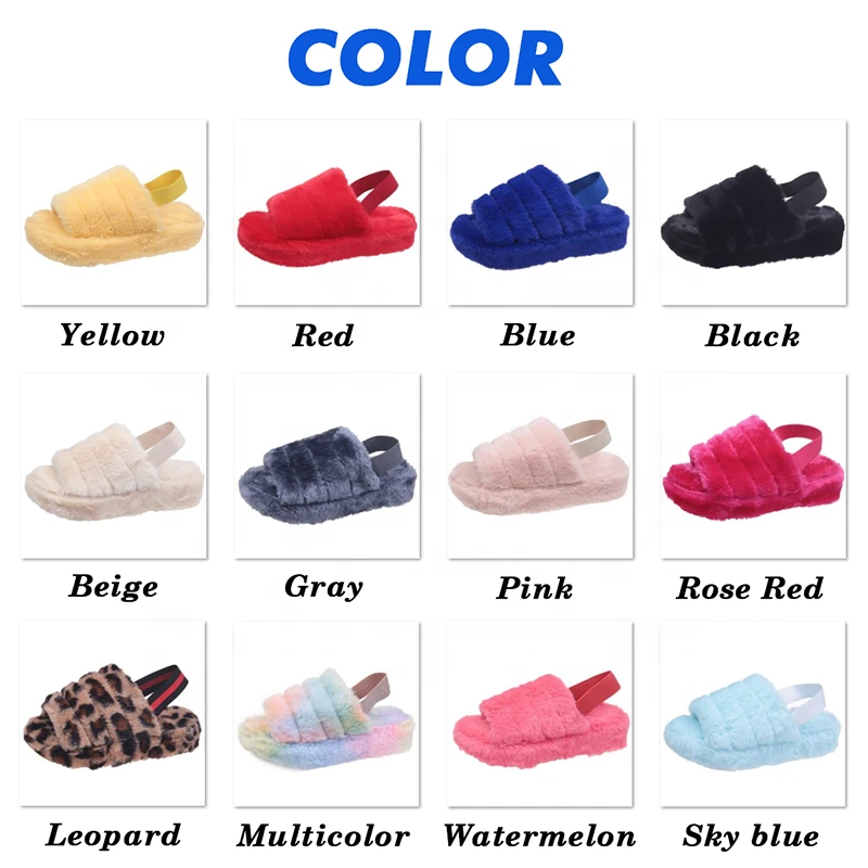 Women Fluffy Slippers 2021 New Female Warm Sandals Ladies Fur Slippers Fashion Furry Slides Home Fur House Winter Slippers