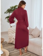 womens belt long robe elegant lace cuff pajama  comfortable  sleepwear home wear