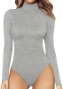 Womens Mock Turtle Neck Long Sleeve Tops Bodysuit Jumpsuit swimsuit models