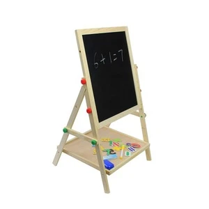 Wooden Double Sided Drawing Board Multifunctional Magnetic Blackboard