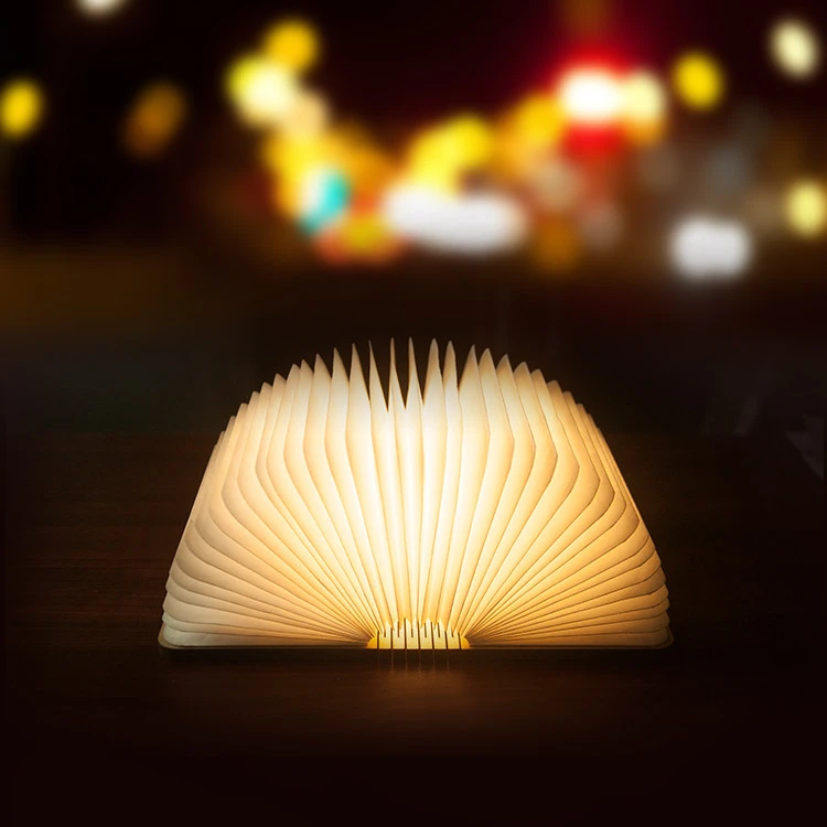 Wooden Folding Magicfly USB Rechargeable Book Shaped Light Warm White Led Desk Table Lamp For Decor