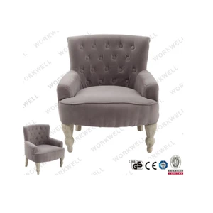 WorkWell classic fabric upholstered sofa chair with oak wood legs Kw-4035