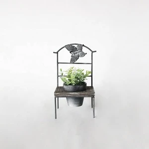 Wrought iron chair decorative indoor herb garden pots planter