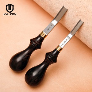 WUTA Professional French Style Edge Beveler Leather Skiving Thinning Trimming Tool Ebony Handle Convex Grind Leather Craft Tools