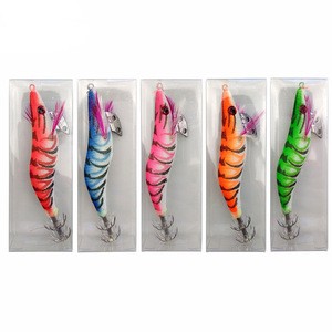 YOUME Easy Catch 5pcs Hard Plastic Octopus Squid Jigs Lures Cuttlefish Artificial Bait Wood Shrimp With Squid Hook Size 3.0