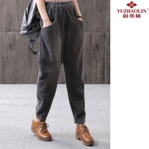 Yu Zhaolin spring new corduroy  pants women show thin velvet loose casual pants with small feet radish pants