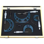 0-25mm/50mm/75mm/100mm/0.01 Outside Micrometer Set Carbide Tipped Metric Gauge Screw Thread Caliper 4Pcs Measuring Tools
