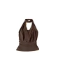 Huating Women's Brown Halter Neck Sleeveless Top, Fitted Casual Blouse HT
