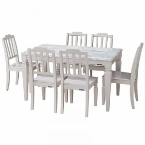 Memeratta exquisite design nordic style dining table set with marble top and solid wood chairs S-750