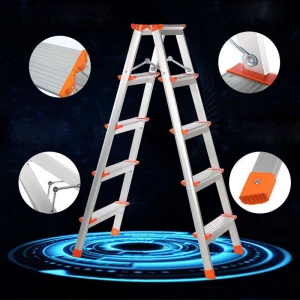 Double-sided folding aluminum step ladders