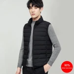 Premium 90% White Duck Down Vest Zipper up Stand Collar Lightweight Men's Puffer Vest