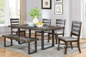 Broadway Wooden Dining Set (1+4+1 Bench)