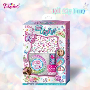 1set Girls' Water-based  DIY  Nail Polish Toy, Kids' Cosmetic Set, hair holder, stickers, birthday gift