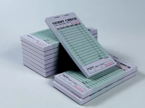 CT-G3632 Green color single part guest check docket books waitor pads  for restaurant