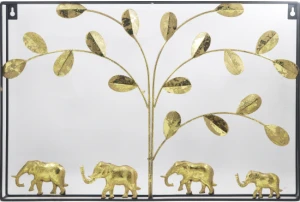 Indoor residential bedroom and living room metal wall mounted elephant art wall decoration033-212078