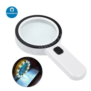 30X Handheld Large Magnifying Glass 12 LED Illuminated Lighted Magnifier for Macular Degeneration
