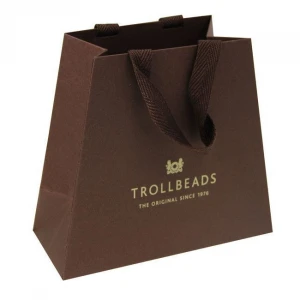 Fancy paper shopping bags with Hot stamping for Clothes store