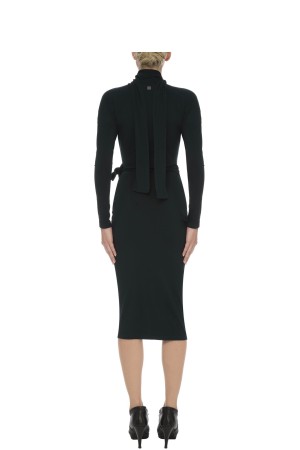 v-neck dress with neck tie 96% polyester 4% elastin interlock Ladies Wear Sets for Women