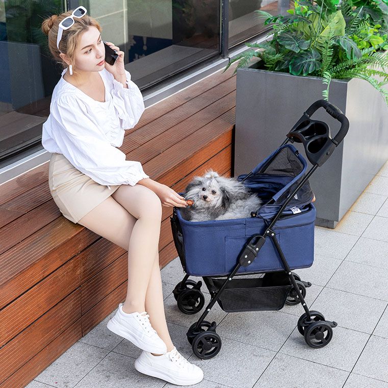 Buy Bello Sp02f Dog/cat Pet Stroller With Detachable Basket With Four ...