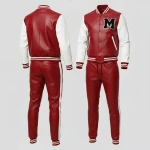 Custom M Letter Leather Varsity Tracksuit | Personalized Letterman Jacket & Pants Set