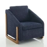 Stylish Chenille Upholstered Armchair Wooden Frame Cushioned Seat Back Accent Chair for Home Office Bar