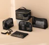 Mesh Cosmetic Bag Black Mesh Makeup Bag Zipper Pouch for Offices Travel Accessories