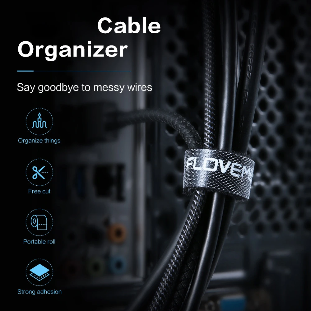 1 Sample OK  FLOVEME Wire Winder Earphone Mouse Cord Clip Protector Cable Management Nylon Desk Phone Data Cable Tie Organizer