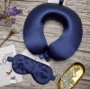 100% Mulberry Silk U Shaped Memory Foam Airplane Travel Neck Pillow with Silk Case