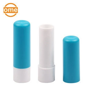 1001 Plastic blue lip balm tube with white inner empty cosmetic container custom cosmetic packaging
