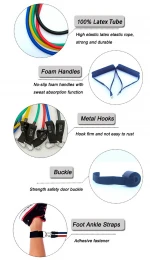 11 pcs Resistance Bands Set Indoor Gym Exercise Bands Strength Fitness Equipment Tube Workout Body Sports Training Elastic Band