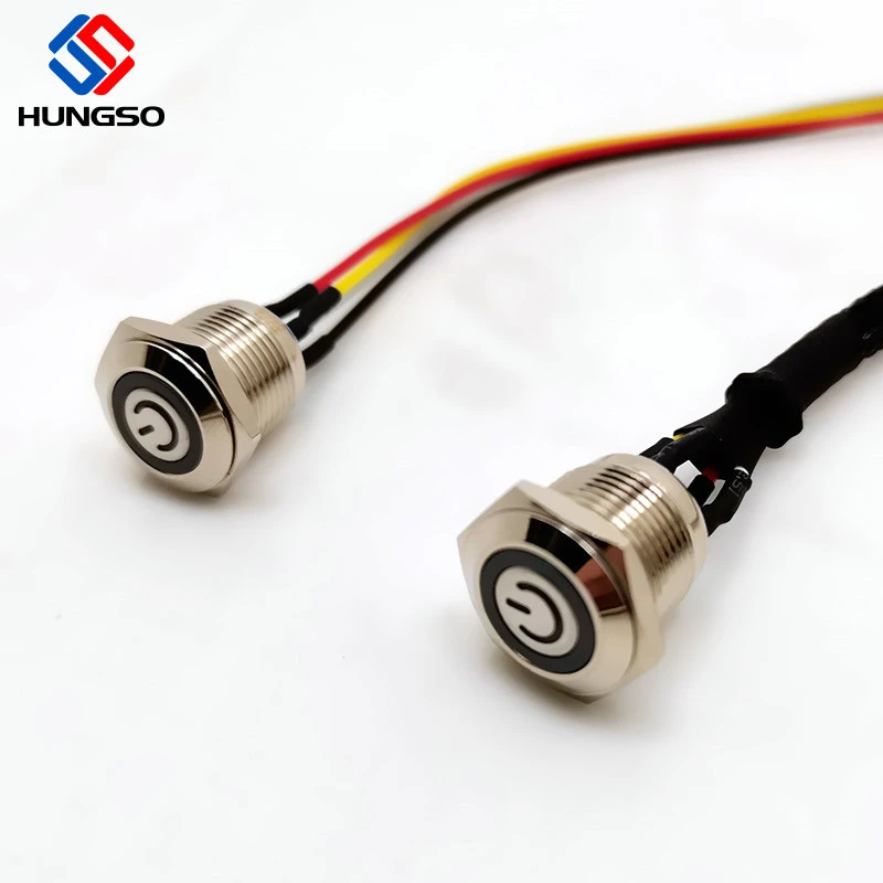 12mm 16mm 19mm 22mm momentary push button switch 5v 12v LED POWER ICON computer motherboard wire