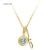 Import 14 Gold Plated Brass Pendentif Chapada En Oro Acesorios De Mujeres Czech Blue Gem Stone Custom Pendant Cursive Letter Necklace from China