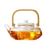 14 Ounce Glass Tea Office Boil Tea Ware Pot Borosilicate Glass Cooking Glass Teapot With Warmer Set