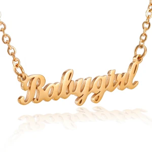 18K Gold Plated Initial Letter Pendant Necklaces Stainless Steel Custom Name Plate Necklace For Women