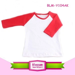 2016 Fashion custom Infant and toddler Cotton softtextile 3/4 Sleeve Raglan baby kids t shirts