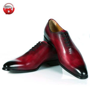 2018 black and red genuine leather upper oxford style shoe rubber sole shoes men