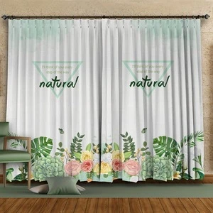 2018 unique design fashionable countryside digital print kitchen  khadi curtains with valance