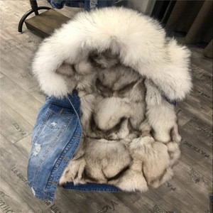 2018 winter new real fur coat jacket women hooded warm fox fur liner coat  parkas fox fur coat