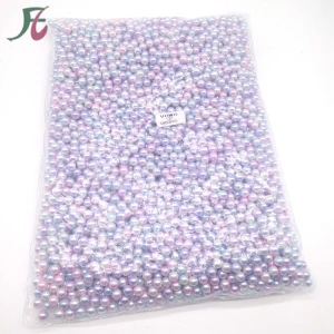 2019 Wholesale Iridescent Gradient Color Pearl Beads Plastic ABS Full Round Loose Pearl Without Hole For Craft Decoration