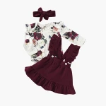 2020 autumn new product three-piece baby and toddler flower print strap sets hot sales of new girls' baby skirts