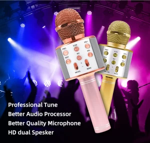2020 Best 858 Portable Handheld Bluetooth Wireless Microphone USB Studio Microphone for Home KTV Karaoke