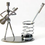 2020 Decorative iron Pen Organizer / Pencil Holder with Metal Man Playing electric Guitar