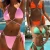 Import 2020 Fashion Cross Bandage Halter Cut Out  Diamond Bikini Solid color 2 Pieces split Swimsuit from China