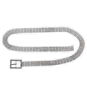 2020 supply  luxury elegant women silver chain ladies full diamond rhinestone bling waist belt