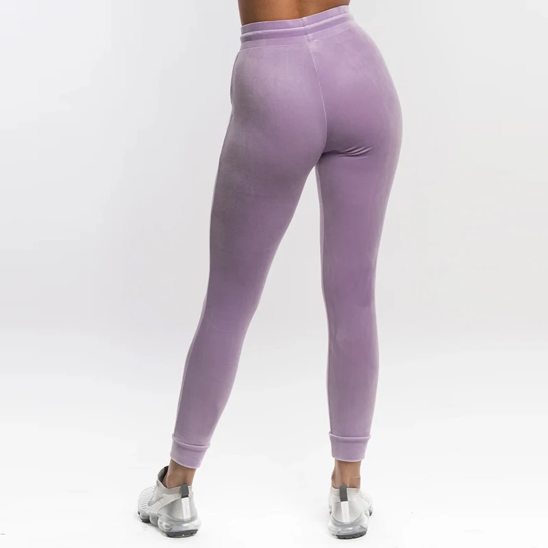 2021 Fashion design french terry stretcher joggers zipper velour sweatpants purple women sweat pants