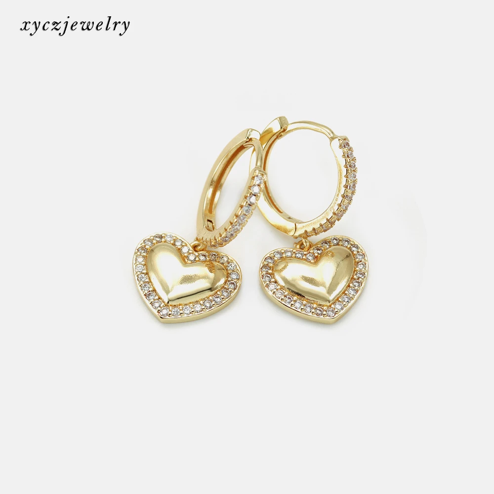 2021 Heart Shaped Romantic Drop Earrings 18K Gold Plated Earrings Jewelry Brass Heart Fashion Earrings
