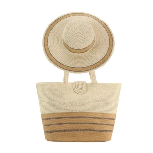 2021 new factory custom straw braided bag&paper braided beach hats set Euro womens fashion sunshade straw hat